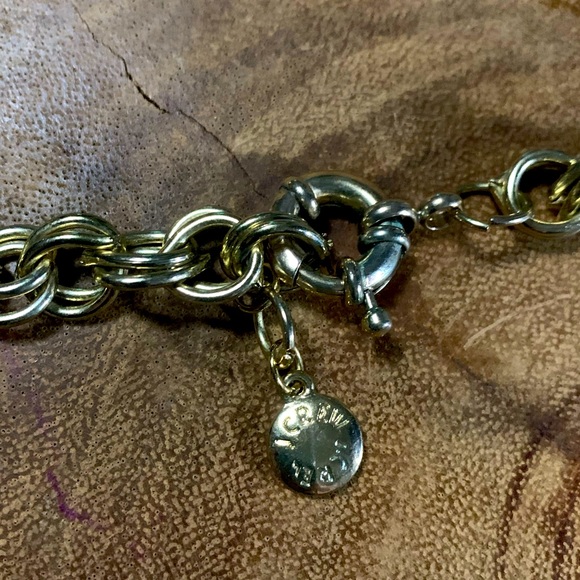 J. Crew Pale Gold Chain Link Statement Necklace Blue Bubble Bauble Necklace - Picture 2 of 2